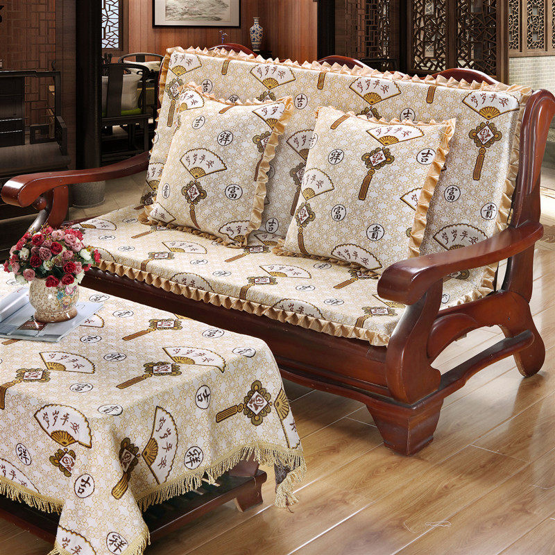 冬季毛绒加厚g红木实木沙发坐垫防滑可拆洗折叠三人连体长椅垫单