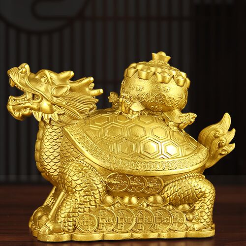 铜龙龟摆件e铜财富龟来摆件铜聚宝盆龟摆件玄武龙龟客厅办公室摆