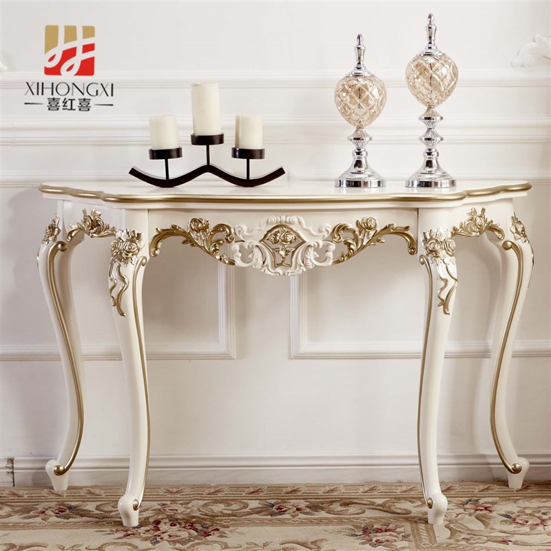 欧式玄关桌门厅奢华墙边柜靠x墙半圆端景台隔断装饰进门入户走廊