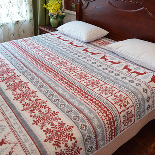 跑量款】纯棉纱布床盖单件双面两用夹棉床单榻榻米U全棉绗缝防滑