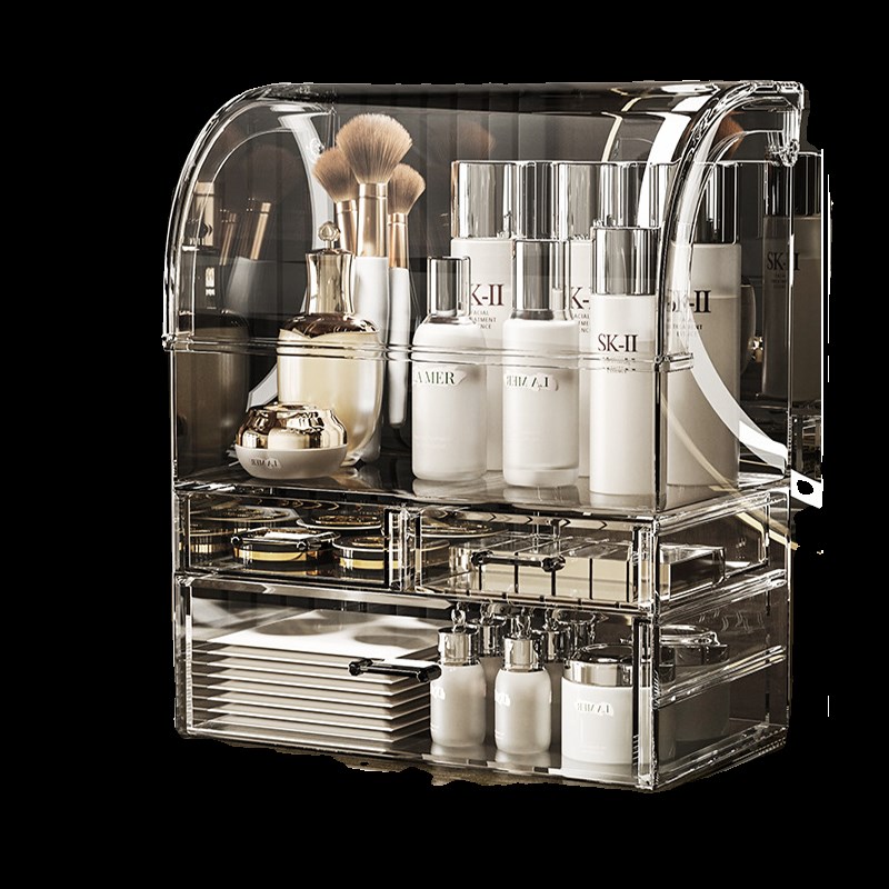 化妆品收纳盒防尘透明桌面梳妆台大容量护肤置物架U亚克力箱高级
