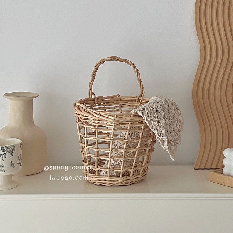 ins可挂式藤编收纳o筐水果杂物编织收纳挂篮柳编置物篮复古小篮子,收纳整理,其他收纳篮,淘宝优惠券,粉丝福利购,淘宝优惠卷