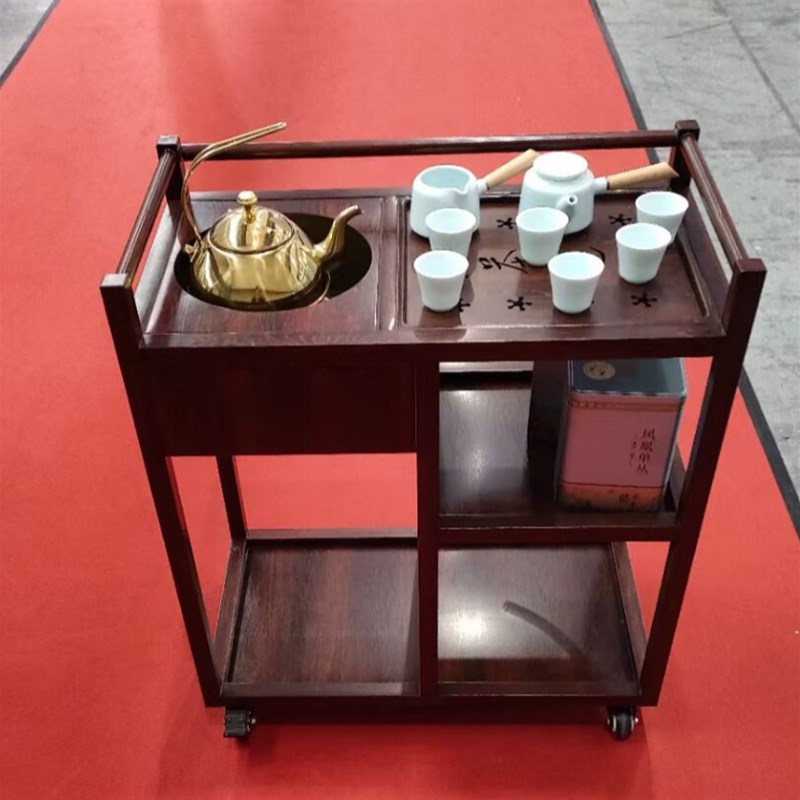 酒店餐厅桌边泡茶车茶水车移动不锈钢酒水车点心服务车Y小茶几茶