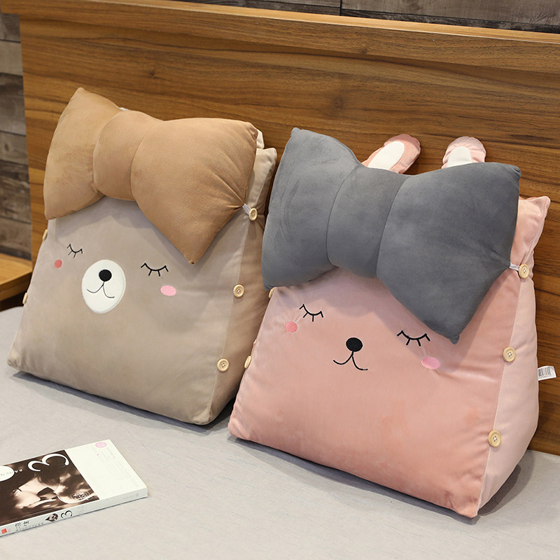 可爱猫咪靠垫床头大靠背三角v抱枕学生宿舍单人床上沙发靠枕可拆