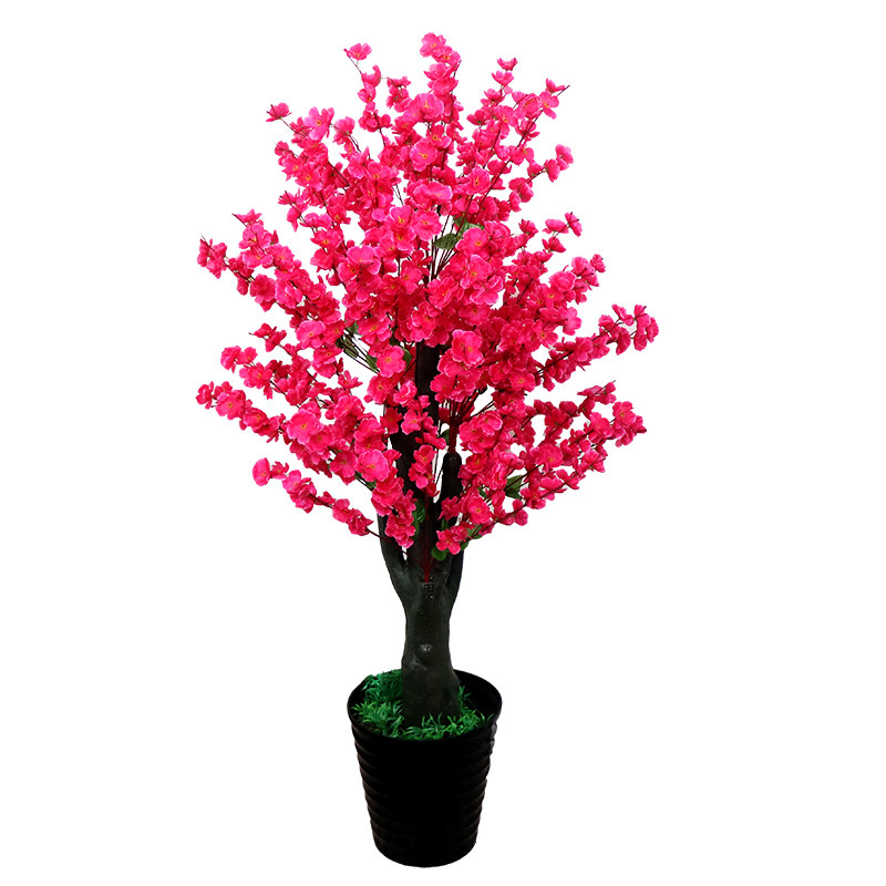 仿真桃花树假树室内装饰落地盆栽客厅大型假花盆景仿Y真花桃树摆