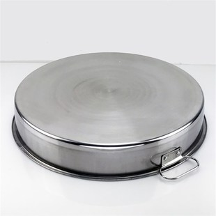 304大盘子不锈钢带耳凉皮罗罗饭店圆盘蒸L饭盘平底菜盘凉皮制工具