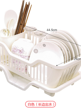 日式加厚塑料厨房水槽家用放w碗碟筷沥水餐具盒小型收纳篮置物架