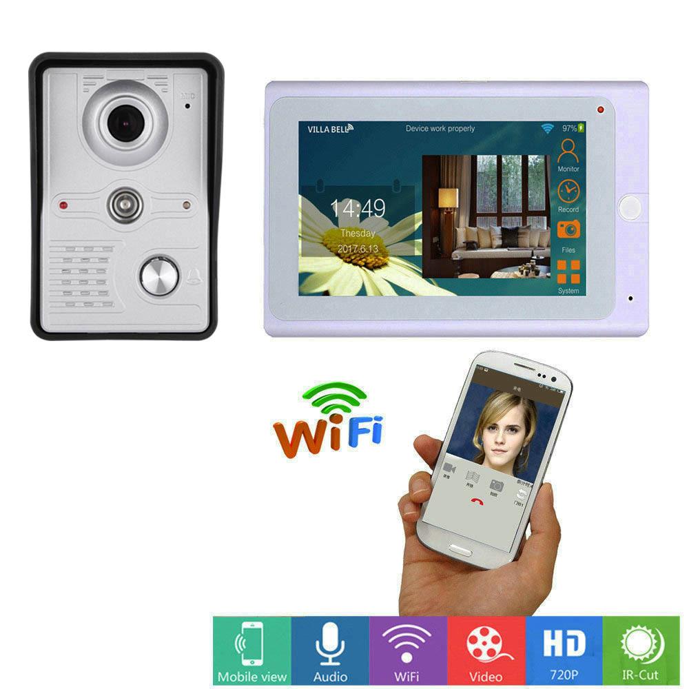 7寸WIFI视频对讲门铃有线模似1000线摄像夜视APP对讲解锁录音快照