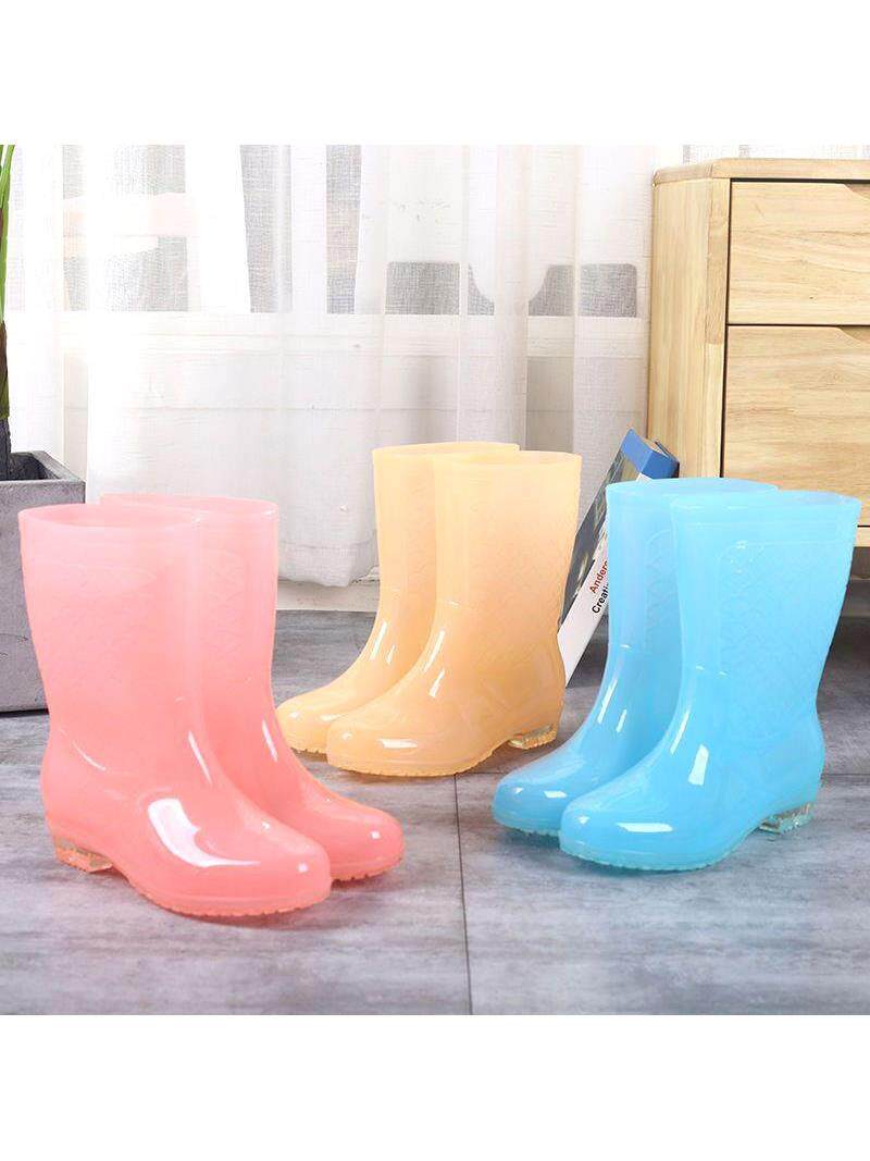 FASHION CANDY RAIN BOOTS WOMENS WATER GEL SHOES NEW NO INNER NET WATER BOOTS WOMENS SHOES WOMENS ANTI-SLIP MID-TUBE WARM RAIN BOOTS