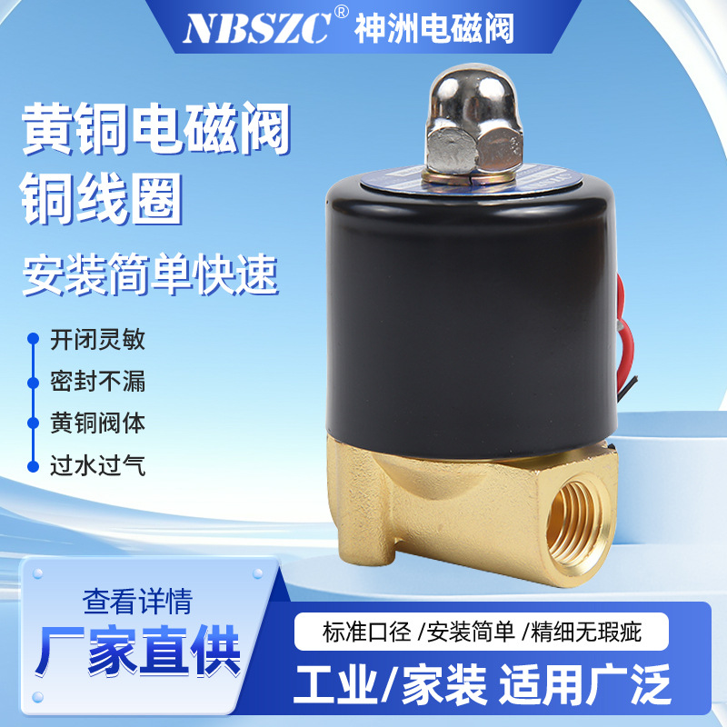 NBSZC神洲电磁阀黄铜水阀2分