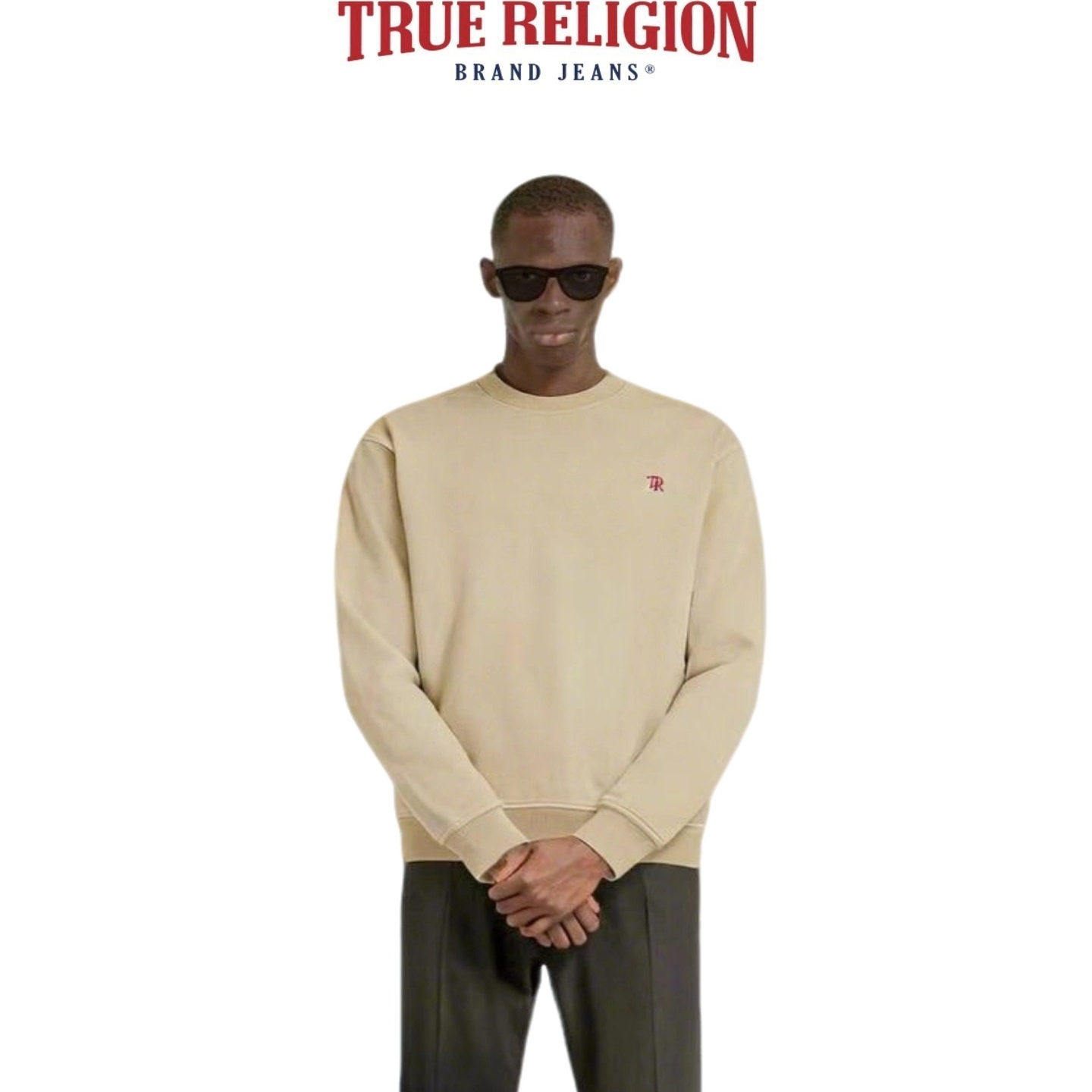 TrueReligion2024秋冬新品男士纯色百搭套头卫衣