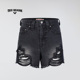 TrueReligion2024秋冬新品 女士破洞毛边牛仔短裤
