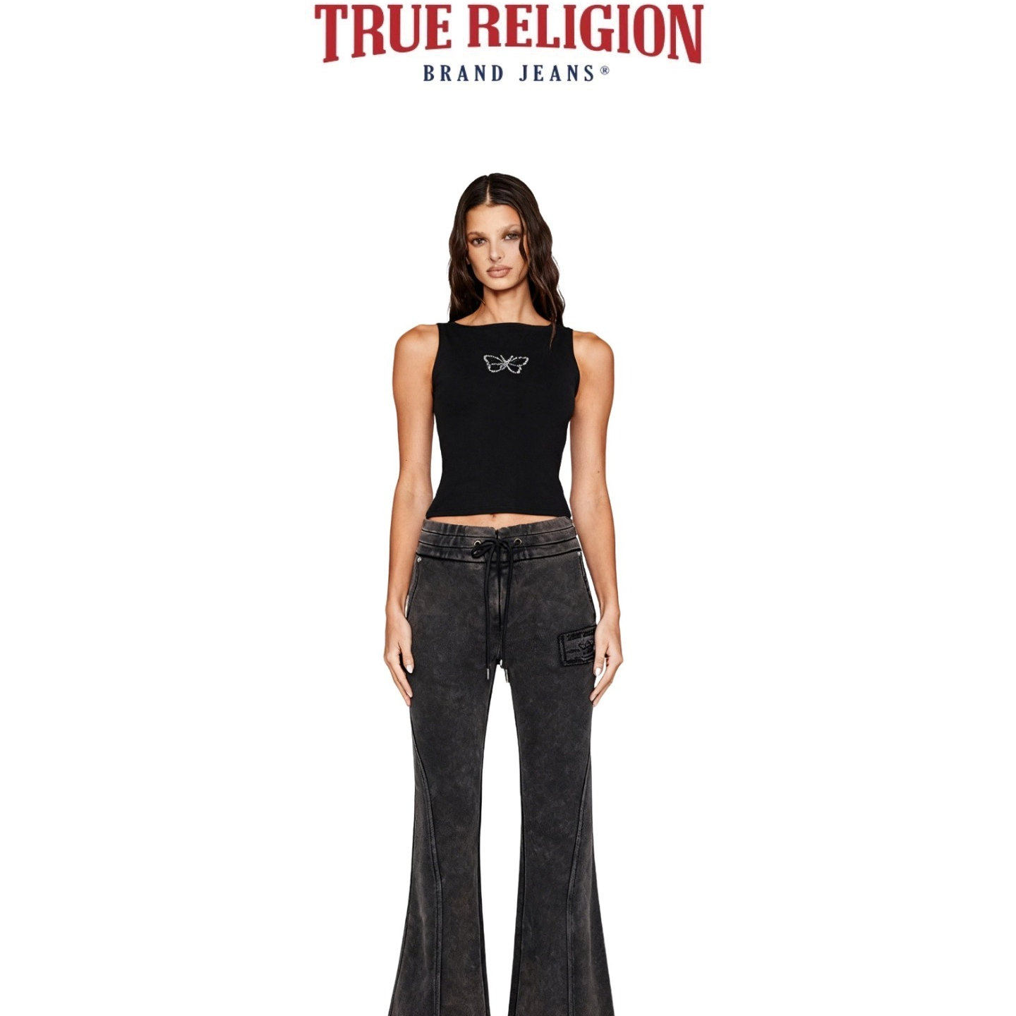 TrueReligion2024秋冬新品女士时尚喇叭裤休闲裤