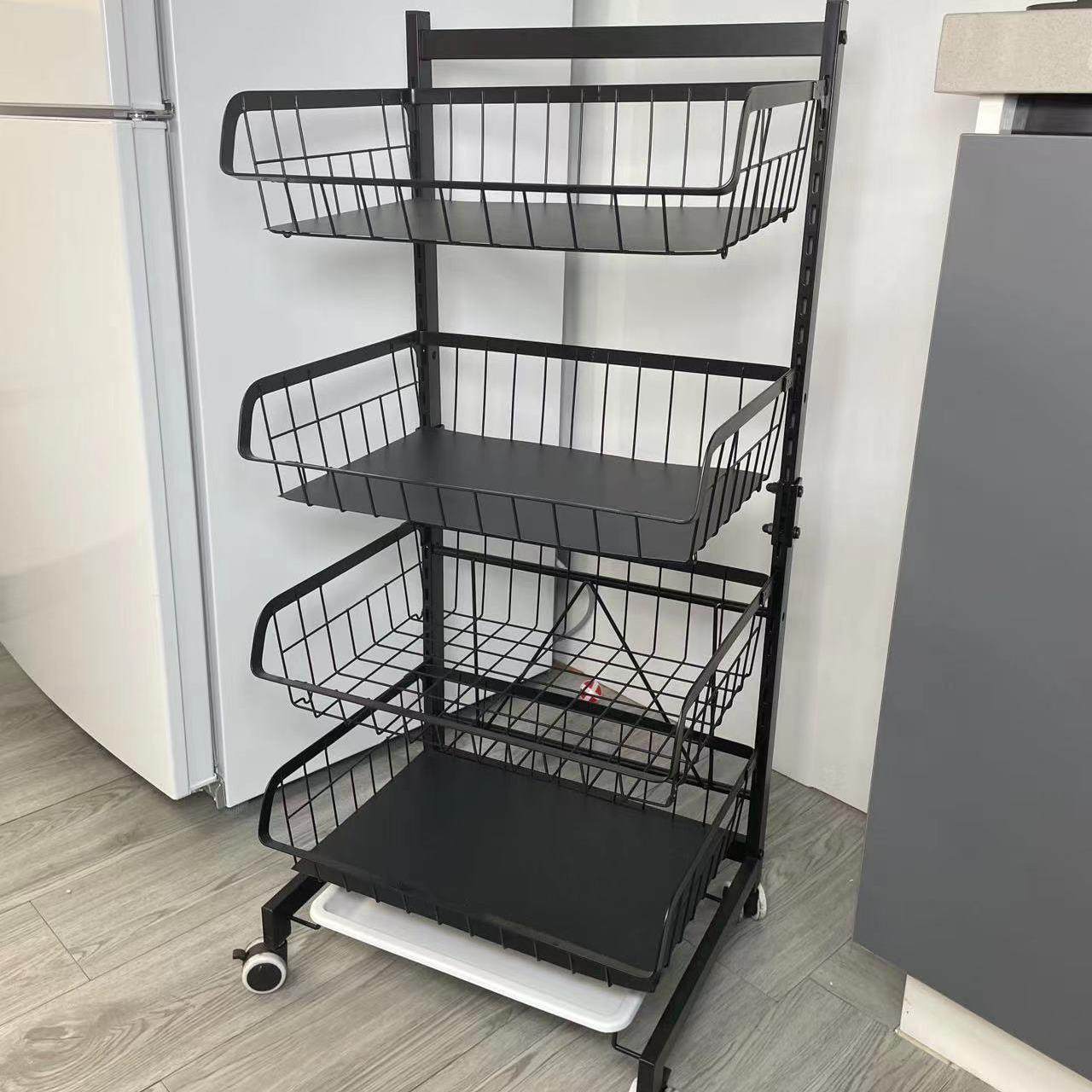 厨房推车置物架多层落地式放水果小推车移动蔬菜收纳篮四层收纳架,厨房/烹饪用具,抹布架/厨房清洁收纳架,淘宝优惠券,粉丝福利购,淘宝优惠卷
