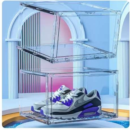 全透明亚克力鞋盒磁吸防氧化鞋架硬塑料墙礼物盒侧开篮球收纳盒,收纳整理,鞋盒,淘宝优惠券,粉丝福利购,淘宝优惠卷