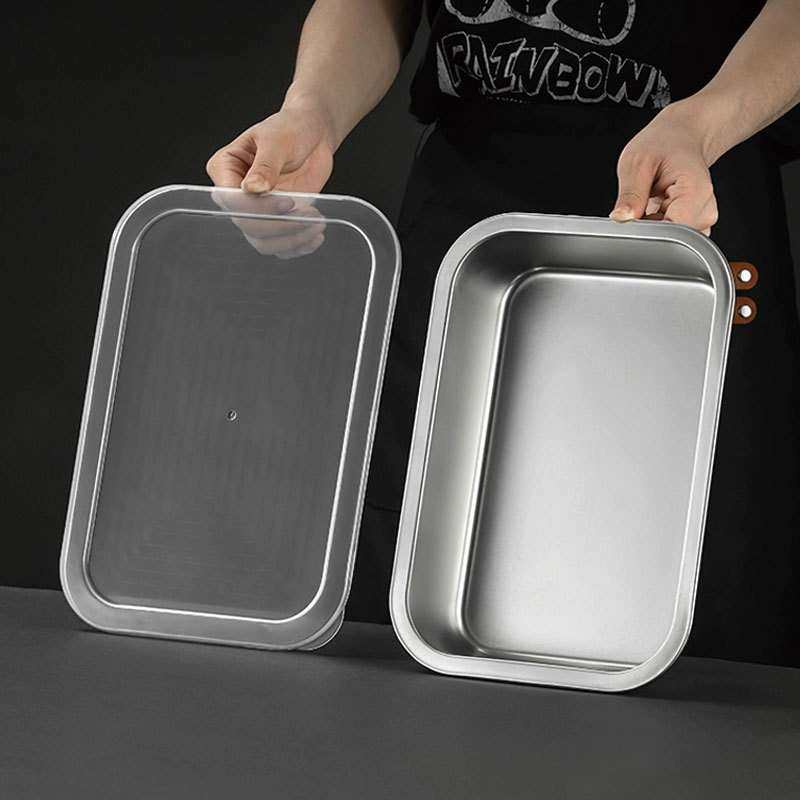 不锈钢方盆平底方盘长方形托盘带PP盖方盒商用自助餐份数盆盛菜盆,餐饮具,盆,淘宝优惠券,粉丝福利购,淘宝优惠卷