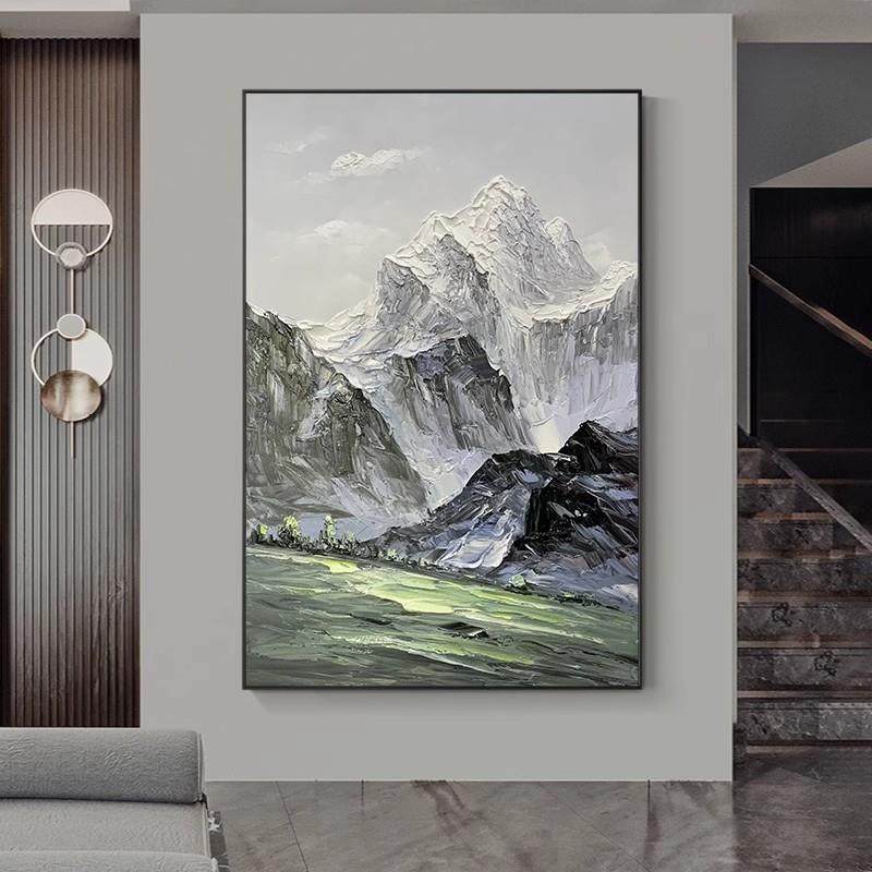 手绘油画入户玄关山水装饰画办公室简约抽象挂画中式雪山竖版壁画,家居饰品,油画,淘宝优惠券,粉丝福利购,淘宝优惠卷