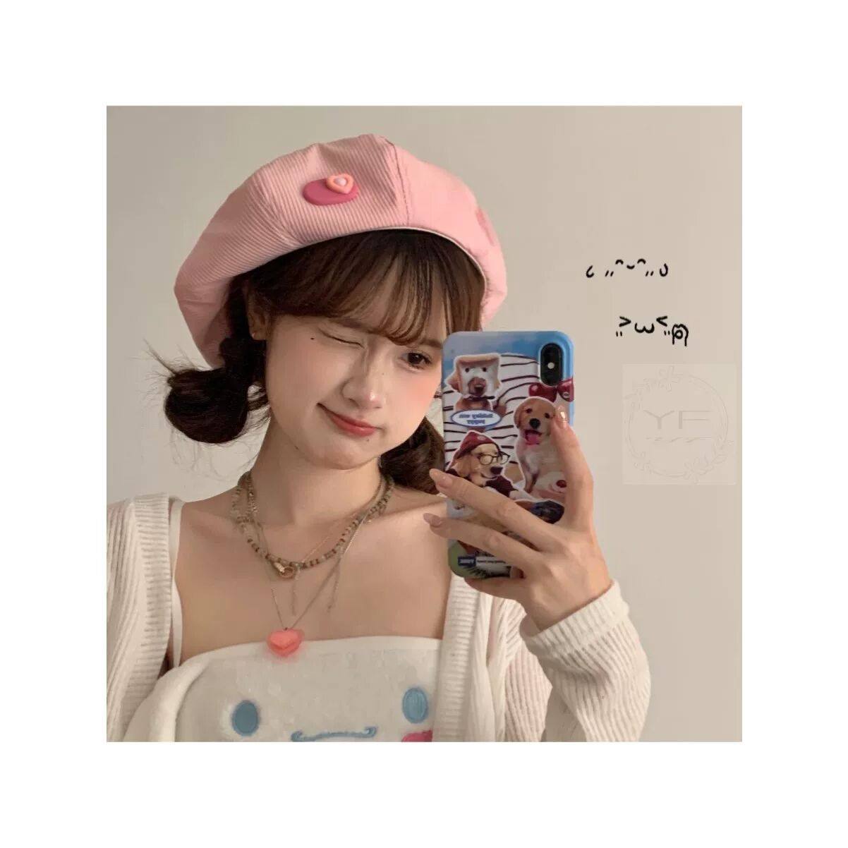 粉色甜欲~夏季爱心薄款透气贝雷帽女甜美百搭复古轻薄时髦画家帽,服饰配件/皮带/帽子/围巾,帽子,淘宝优惠券,粉丝福利购,淘宝优惠卷