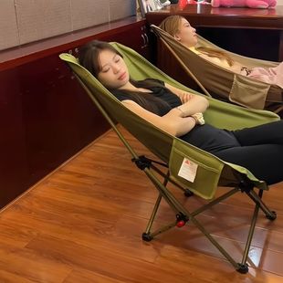 现代简约月亮躺椅 高背午休轻便工位椅 白色款办公室休憩椅