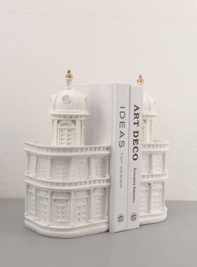 欧式创意建筑城堡书靠书挡摆件客厅办公室书房酒柜家居桌面装饰品