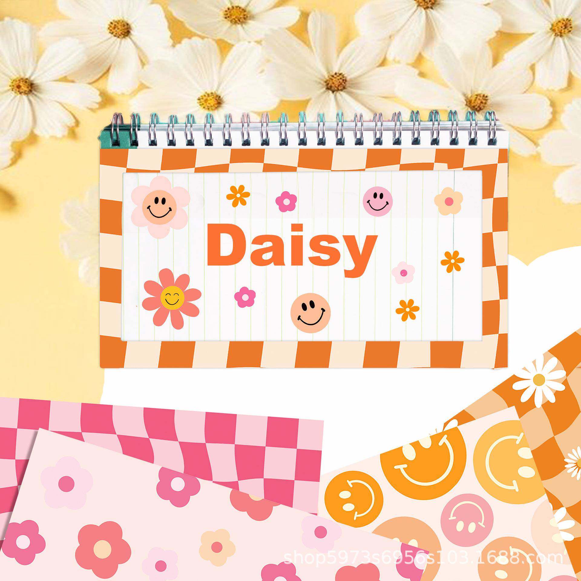 WW021跨境橘色小雏菊菊花手账素材纸剪贴本卡片制作背景纸