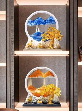新中式招财流沙画乔迁新居礼品客厅酒柜玄关电视柜家居装饰品摆件