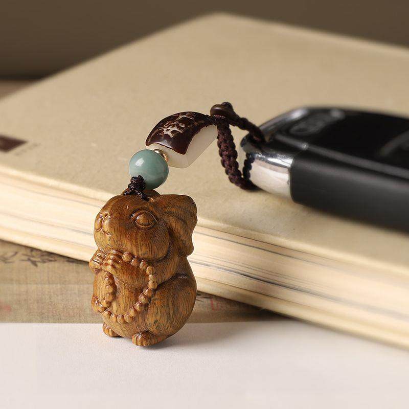 檀木求佛兔汽车钥匙扣挂件男女本命年可爱生肖兔子钥匙挂饰手机链,服饰配件/皮带/帽子/围巾,钥匙扣,淘宝优惠券,粉丝福利购,淘宝优惠卷