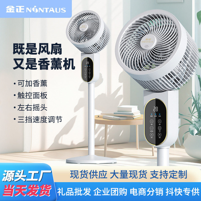 金正夏季摇头电风扇带器台地两用风扇落地家用静音空气循环扇变频