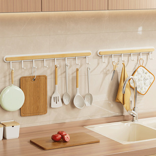 免打孔挂钩厨房多功能排钩墙壁上置物架刀架一排勺子收纳挂杆粘钩