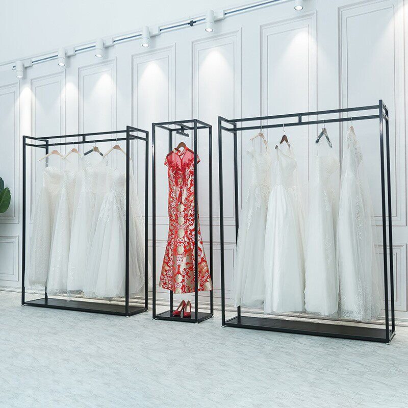 铁艺黑色婚纱店展示架组合秀禾落地式挂衣架影楼礼服货架