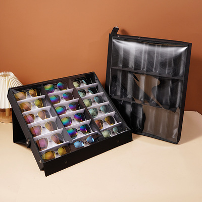 眼镜展示盒可站立收纳盒18格眼镜收纳盒饰品展示架厂家