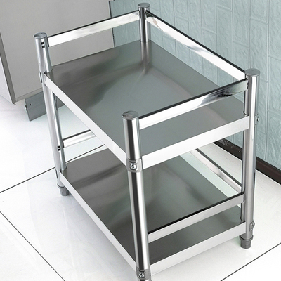落地二层2厨房置物架微波炉收纳货架家用三层储物不锈钢放锅塘祥