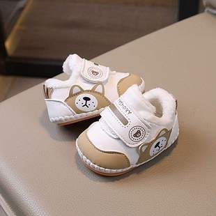 宝宝鞋子冬季0一1岁半软底防滑学步鞋加绒加厚保暖男女不掉鞋3-9
