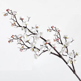 梅花仿真花单支腊梅假花中式家居装饰摆设插花客厅橱柜摆件干花枝