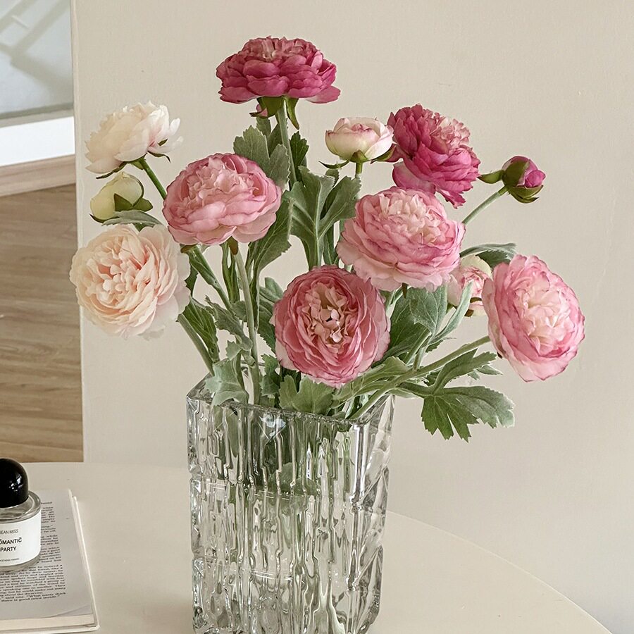 洋牡丹假花植绒芍药客厅装饰花摆件餐桌花摆设玄关仿生花家居