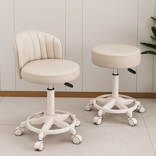 美容凳升降旋转滑轮圆凳子美甲化妆靠背椅子理发大工凳美容院