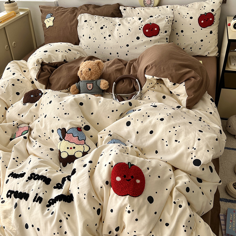 a类床上用品四件套纯棉床单被套床笠被罩学生宿舍单人三件套2