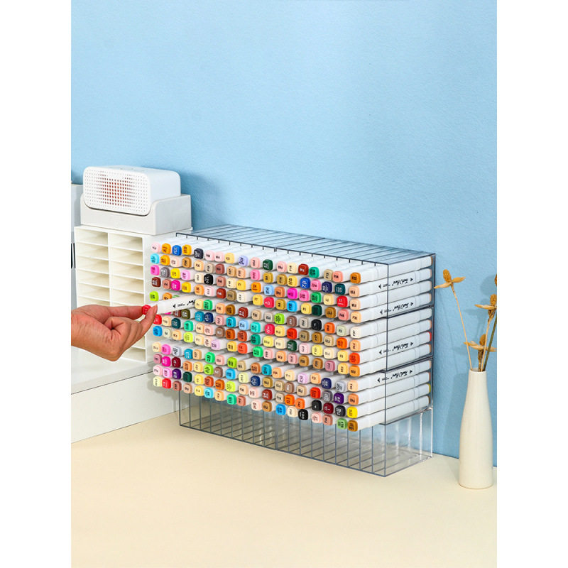 马克笔收纳盒收纳架透明桌面彩笔文具店陈列架美术画笔多层大容量