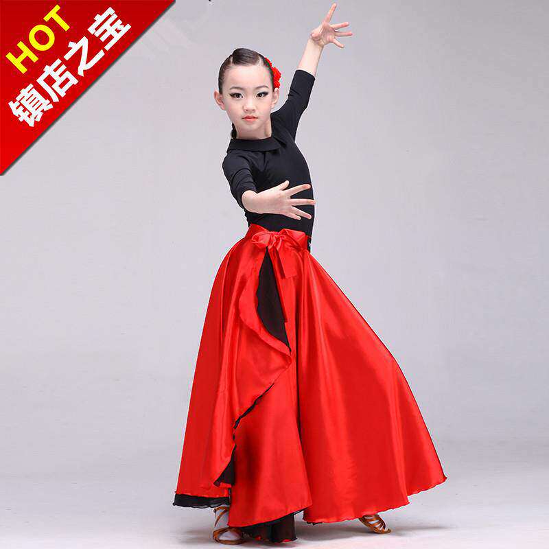 儿童六一演出服女斗牛舞斗篷服大服舞蹈摆开场表演裙舞拉丁舞