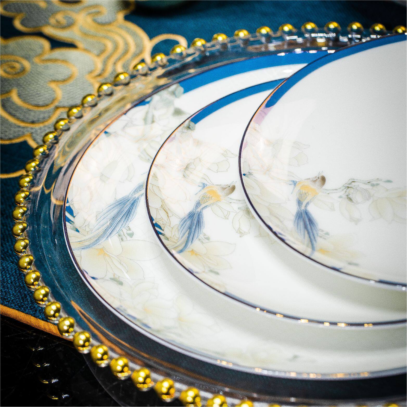 碗碟套装家用简约欧式陶瓷全套礼品盘子碗组合出口骨瓷餐具景德镇