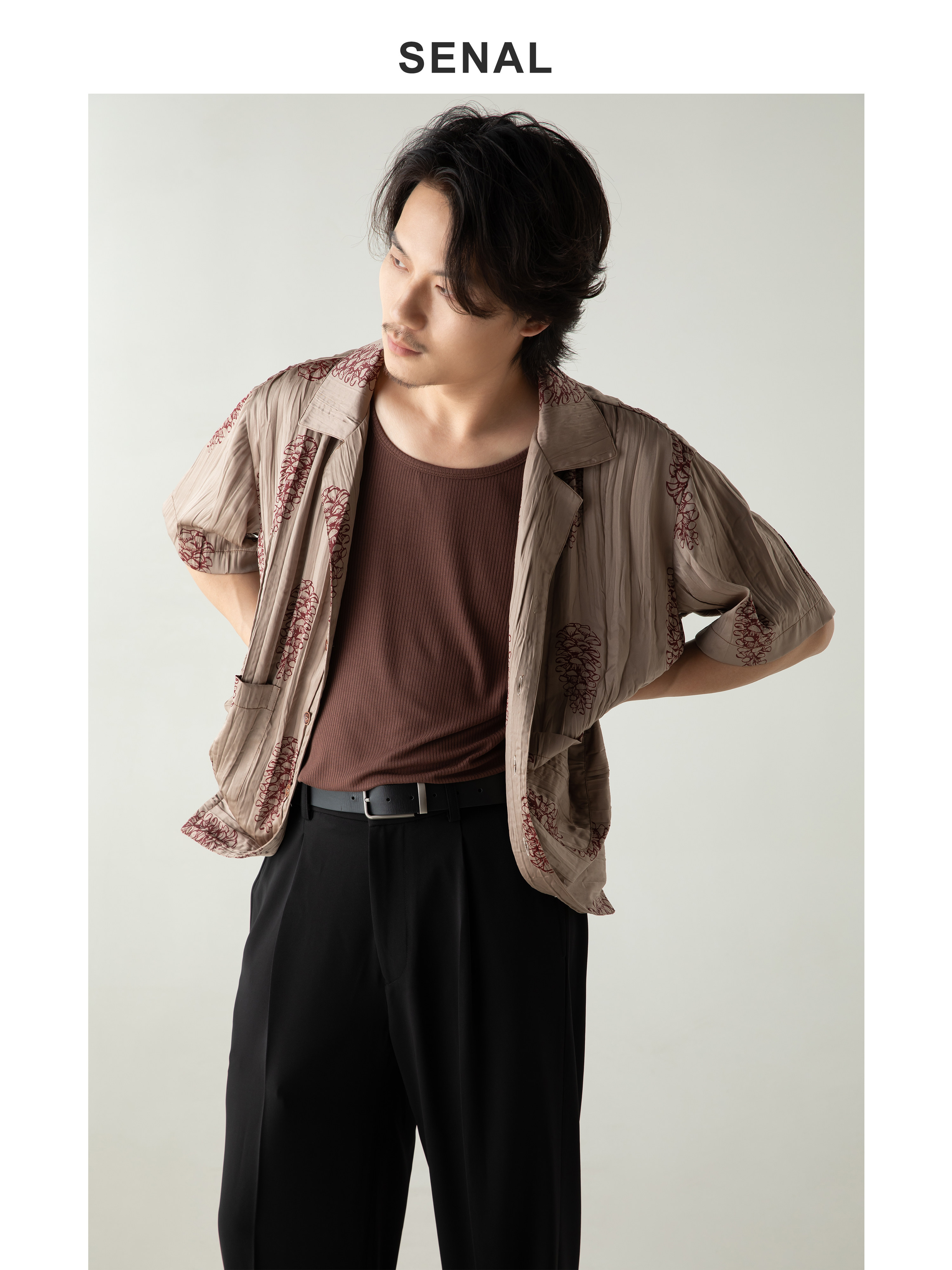 【清仓特价】信号SENAL 短袖绸面衬衫短袖宽松高级感短袖绸面薄