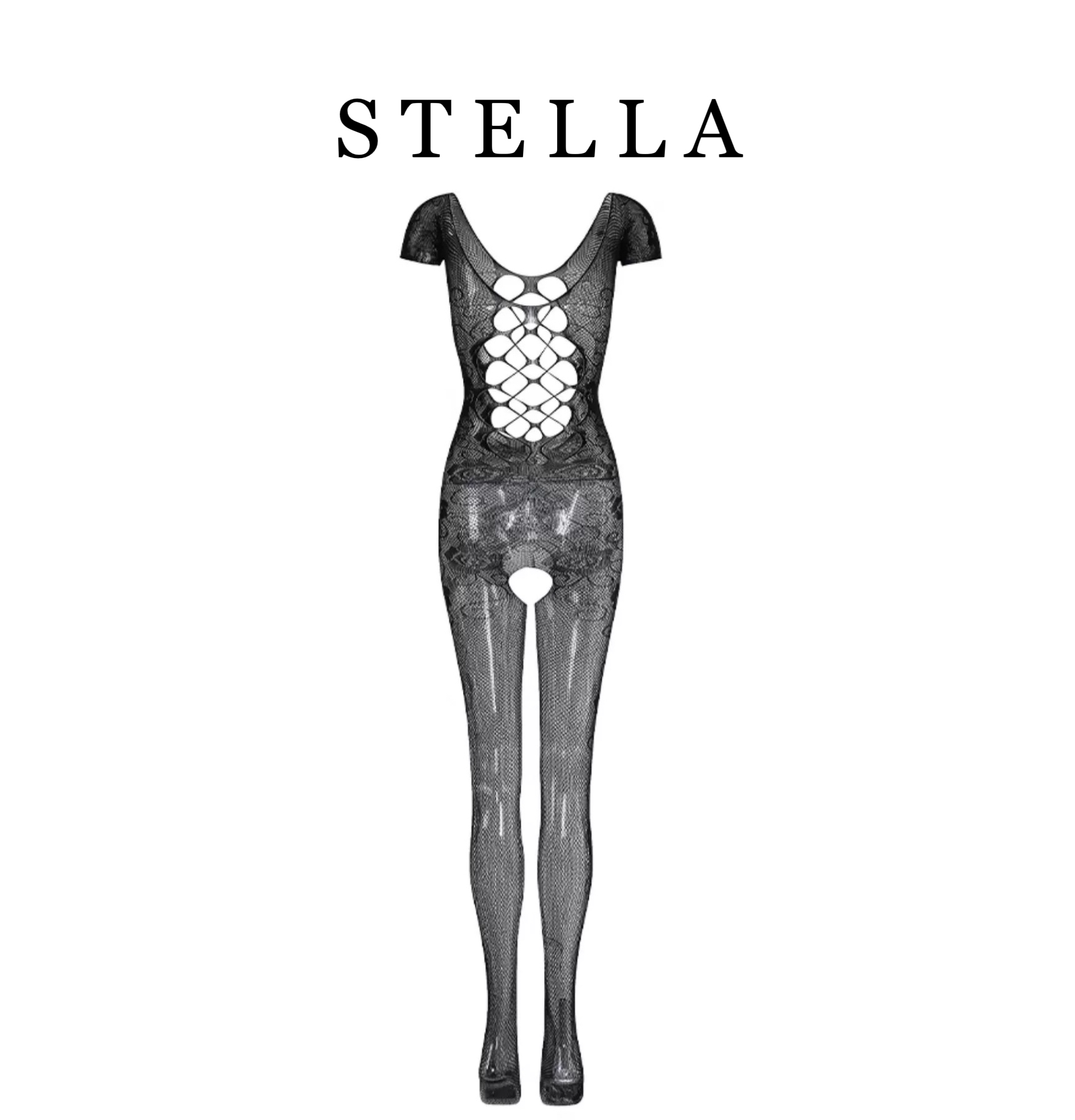 STELLA性感可撕款连体衣镂空提花蕾丝情调连身丝袜黑网袜家居睡衣