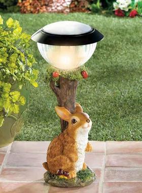 跨境太阳能园林欢迎光临灯太阳能兔子松鼠小狗庭院花园精灵装饰