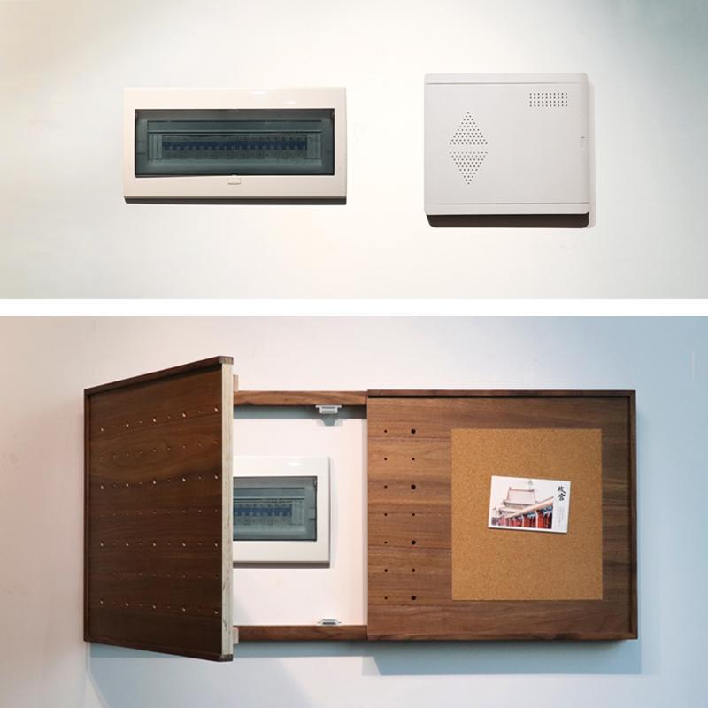 电表箱装饰盖板强电箱弱电箱一体遮挡黑胡桃实木开关保护罩可定制