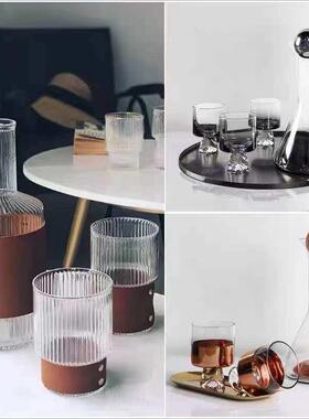 轻奢现代样板房酒柜橱柜玻璃酒具套装客厅茶几桌面醒酒器饰品摆设