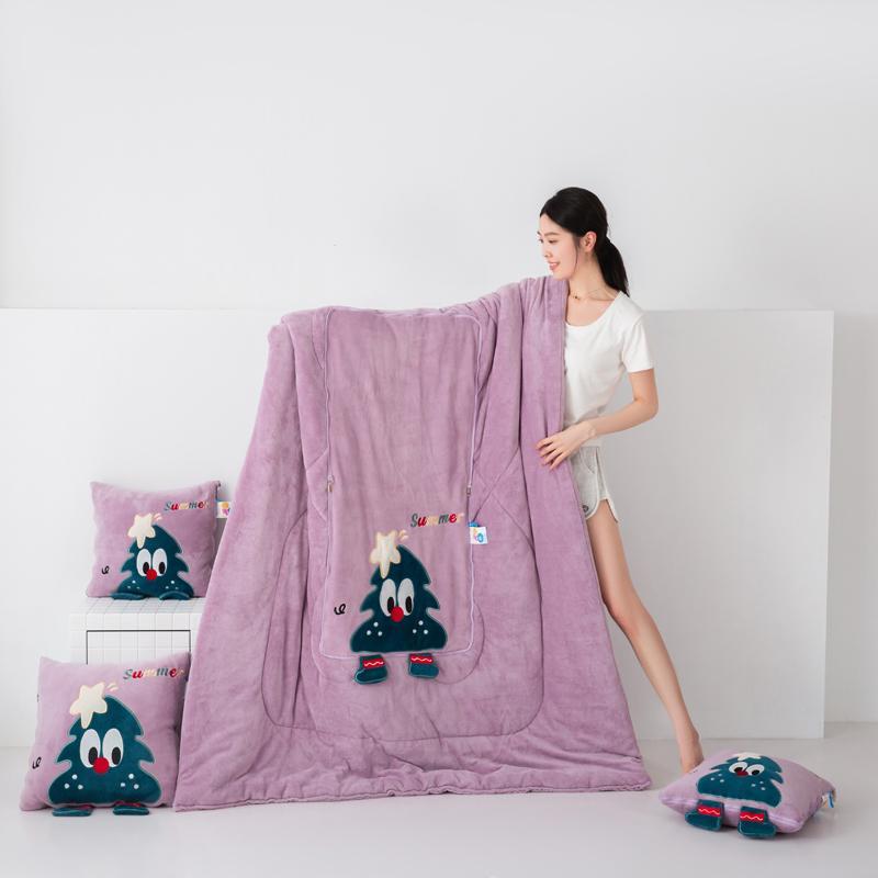 加厚加大多功能抱枕被 二合一抱枕被子 办公室车载午休牛奶绒盖毯