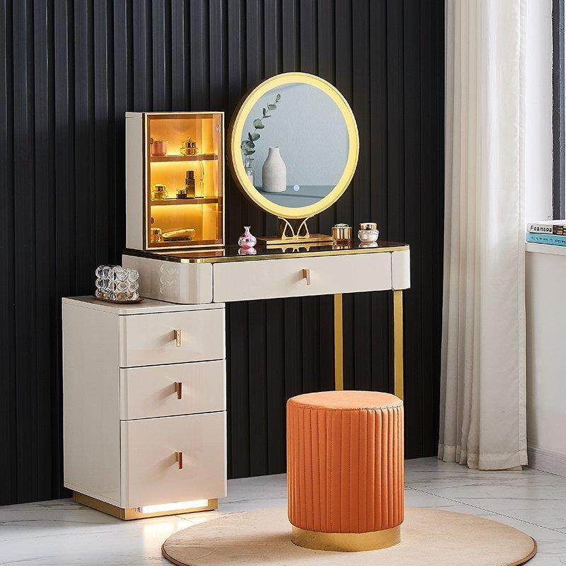 轻奢化妆台卧室现代简约钢化玻璃实木化妆桌2024新款带灯柜包安装,住宅家具,梳妆台/桌,淘宝优惠券,粉丝福利购,淘宝优惠卷
