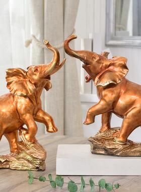 欧式家居饰品客厅树脂大象摆件招财电视柜一对装饰品开业送礼