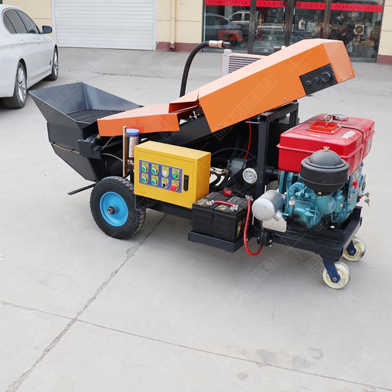 斜式细石输送泵小型二次构造泵15kw细石砂浆混凝土地泵大骨料拖泵