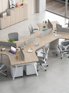 办公桌简约现代3/5/6人位屏风隔断电脑卡位员工桌椅组合办公家具